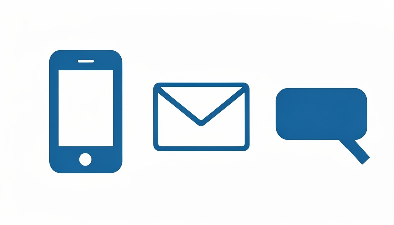 Иллюстрация: иконки телефона, email и имени рядом с фигурой человека
